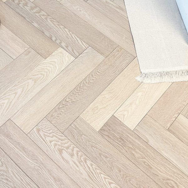 Invisible Raw Oak Herringbone Brushed & UV Lacquered 90mm x 15mm Engineered Parquet Wood Floor