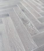 Grey Mist Oak Herringbone Brushed & Oiled 100mm x 14mm Engineered Parquet Wood Floor