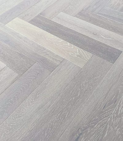 Grey Mist Oak Herringbone, Brushed & Oiled - 100mm x 14mm Engineered Parquet Wood Flooring