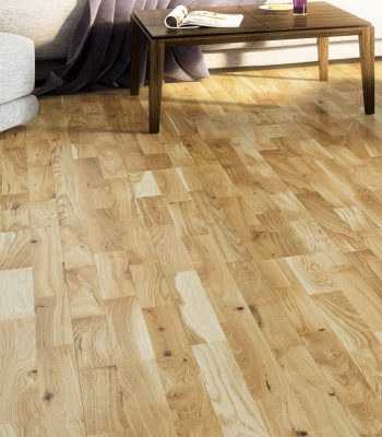 Natural 3-Strip Oak Plank Lacquered 207mm x 14mm Click Engineered Wood Flooring