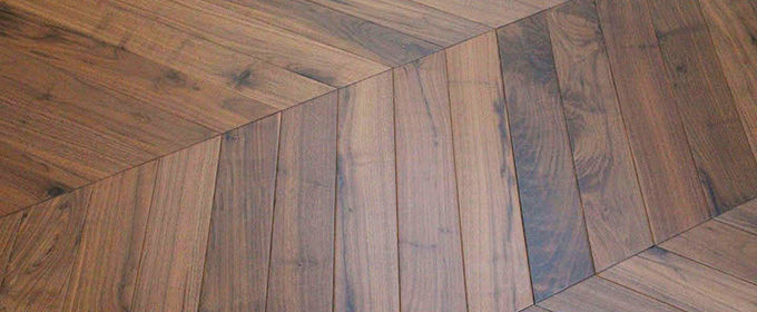 American Black Walnut Chevron Lacquered 90mm x 18mm Engineered Parquet Wood Floor