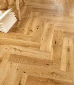 Classic Oak Lacquered Herringbone 90mm x 15mm Engineered Parquet Wood Flooring