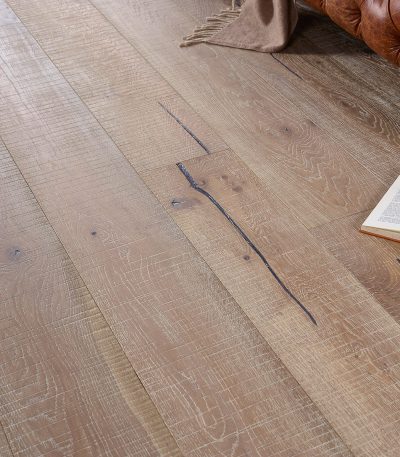 Grey Smoked Bandsawn Distressed Oak Plank, Hard Wax Oiled - 220mm x 15mm Engineered Wood Floor