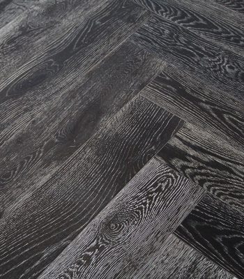 Black & White Oak Herringbone, Brushed & Oiled - 150mm x 14mm Engineered Parquet Wood Flooring