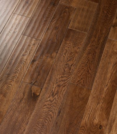 Walnut Brown Hand Scraped Oak UV Lacquered 125mm x 18mm Solid Wood Floor