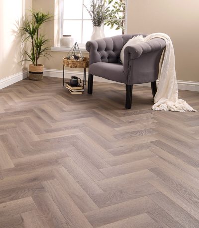 Meridian Driftstone Oak Herringbone 2.5mm Glue Down LVT Flooring