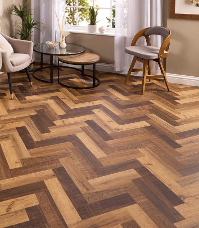 Meridian Flint Oak Herringbone 2.5mm Glue Down LVT Flooring