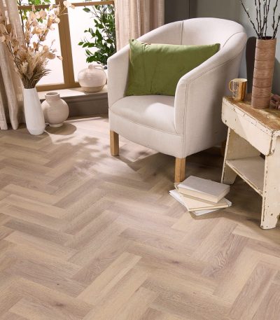 Meridian Oatfield Oak Herringbone 2.5mm Glue Down LVT Flooring